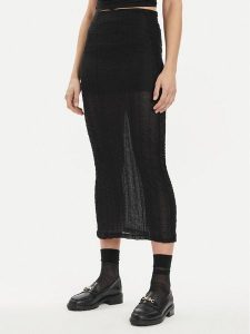 Gina Tricot Spódnica midi 21596 Czarny Regular Fit. Czarne spódnice Gina Tricot, xl, bez wzorów, z syntetyku, midi. Za 99,99 zł.
