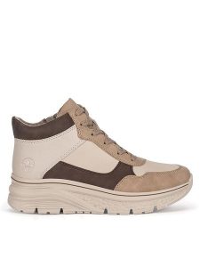 Rieker Trzewiki 48002-60 Beżowy. Brązowe botki Rieker, bez wzorów, ze skóry, bez obcasa, na płaskiej podeszwie, bez zapięcia. Za 303,00 zł.