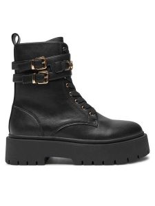 TWINSET Trapery 242TCP062 Czarny. Czarne buty zimowe Twinset, ze skóry, bez obcasa, bez zapięcia. Za 979,99 zł.