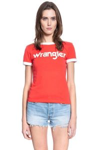 DAMSKI T-SHIRT WRANGLER SS RINGER TEE BITTERSWEET RED W7Z3EVXBO 112132167. Czerwone t-shirty Wrangler, xs, bez wzorów, bez kołnierzyka, bez ramiączek. Za 69,99 zł.