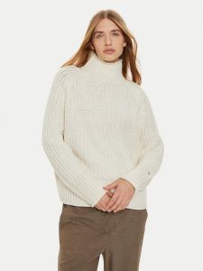 Tommy Hilfiger Golf WW0WW44111 Écru Regular Fit. Golfy TOMMY HILFIGER, bez wzorów, z wełny. Za 489,99 zł.