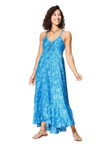 Aller Simplement Sukienka w kolorze niebieskim rozmiar: 38/40. Niebieskie sukienki Aller Simplement, bez wzorów, klasyczne, bez kołnierzyka, bez ramiączek, maxi. Za 78,99 zł.