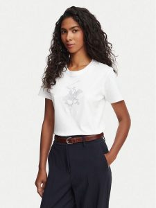 Beverly Hills Polo Club T-Shirt L1608-HR Biały Regular Fit. Białe t-shirty Beverly Hills Polo Club, l, bez wzorów, z bawełny, bez kołnierzyka, bez ramiączek. Za 169,99 zł.