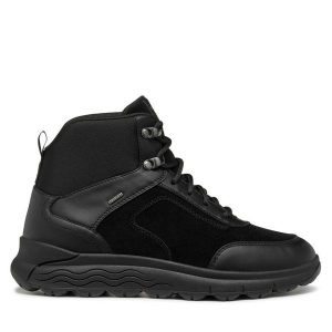 Trapery Geox. Czarne buty zimowe Geox, bez obcasa, bez zapięcia. Za 419,99 zł.