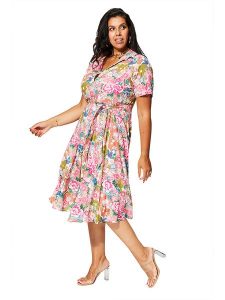 Aller Simplement Sukienka w kolorze jasnoróżowo-oliwkowym rozmiar: 50/52. Różowe sukienki Aller Simplement, bez wzorów, z tkaniny, bez kołnierzyka, bez ramiączek, midi. Za 159,21 zł.