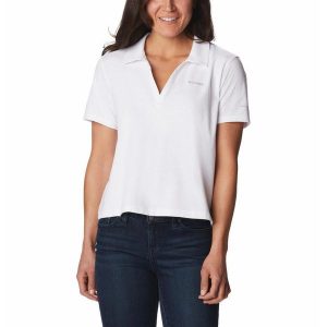 Koszulka Damska Columbia Sun Trek Polo. Białe bluzki Columbia, s, bez wzorów, sportowe, bez kołnierzyka, bez ramiączek. Za 104,99 zł.