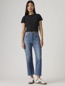 Levi's Dżinsy - Straight fit - w kolorze niebieskim rozmiar: W28/L31. Niebieskie jeansy Levi's®, z aplikacjami, ze skóry, z podwyższonym stanem. Za 233,76 zł.