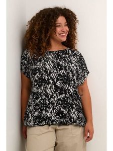 KAFFE curve Bluzka "Cami" w kolorze czarno-białym rozmiar: 50. Białe bluzki KAFFE curve, s, bez wzorów, z wiskozy, klasyczne, bez kołnierzyka, bez ramiączek. Za 69,99 zł.