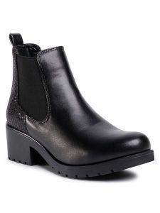 Jenny Fairy Botki TTT-7727-02 Czarny. Czarne botki Jenny Fairy, bez wzorów, ze skóry, bez obcasa, na słupku, bez zapięcia. Za 62,99 zł.