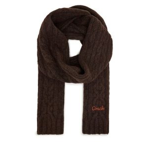 Szalik Coach. Brązowe szaliki Coach, bez wzorów. Za 409,99 zł.