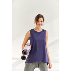 Top do jogi Moonholi Galaxy z asymetrycznym tyłem. Niebieskie topy MOONHOLI, s, bez wzorów, sportowe, z asymetrycznym kołnierzem, bez ramiączek. Za 199,00 zł.