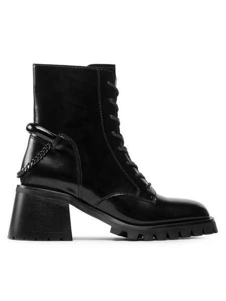 Rage Age Trzewiki RA-18-06-000434 Czarny. Czarne botki Rage Age, bez wzorów, z lakierowanej skóry, bez obcasa, na słupku, bez zapięcia. Za 479,99 zł.