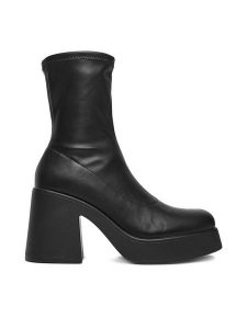 DeeZee Botki BZRB0325-4 Czarny. Czarne botki DeeZee, bez wzorów, z materiału, bez obcasa, na słupku, bez zapięcia. Za 219,99 zł.