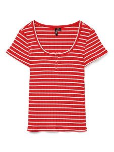 Vero Moda Koszulka "Sea" w kolorze czerwonym rozmiar: XL. Czerwone bluzki Vero Moda, xl, bez wzorów, bez kołnierzyka, bez ramiączek. Za 57,06 zł.