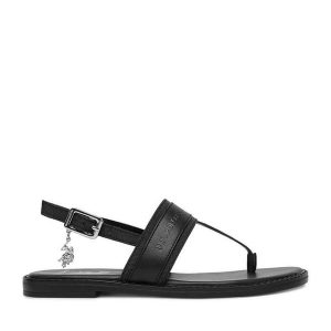 Sandały U.S. Polo Assn. Czarne sandały U.S. Polo Assn., bez wzorów, bez obcasa, na płaskiej podeszwie, bez zapięcia. Za 219,99 zł.