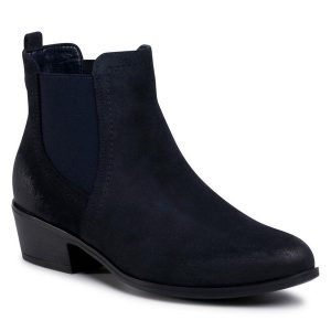 Sztyblety Lasocki. Niebieskie botki Lasocki, bez wzorów, bez obcasa, na płaskiej podeszwie, bez zapięcia. Za 111,99 zł.