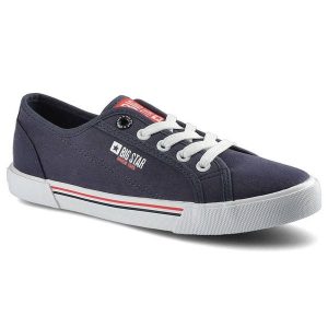 Granatowe Trampki Big Star Damskie Lekkie Półbuty. Niebieskie półbuty Big Star, bez wzorów, z gumy, bez zapięcia. Za 89,99 zł.