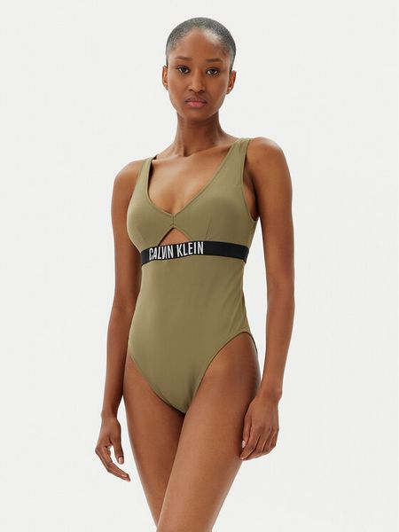 Calvin Klein Swimwear Strój kąpielowy KW0KW02746 Zielony. Zielone stroje jednoczęściowe Calvin Klein Swimwear, bez wzorów, z syntetyku. Za 239,99 zł.