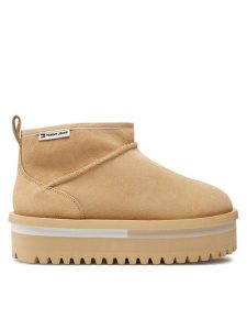 Tommy Jeans Śniegowce Tjw Suede Flatform Boot Wl EN0EN02599 Beżowy. Brązowe buty zimowe Tommy Jeans, z jeansu, bez obcasa, bez zapięcia. Za 329,99 zł.