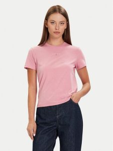 Tommy Jeans T-Shirt Linear DW0DW21964 Różowy Regular Fit. Czerwone t-shirty Tommy Jeans, s, bez wzorów, z bawełny, bez kołnierzyka, bez ramiączek. Za 99,99 zł.