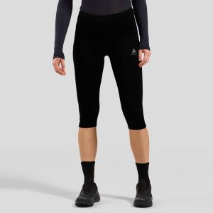 Legginsy 3/4 do biegania damskie Odlo ESSENTIAL. Czarne legginsy ODLO, bez wzorów. Za 269,99 zł.