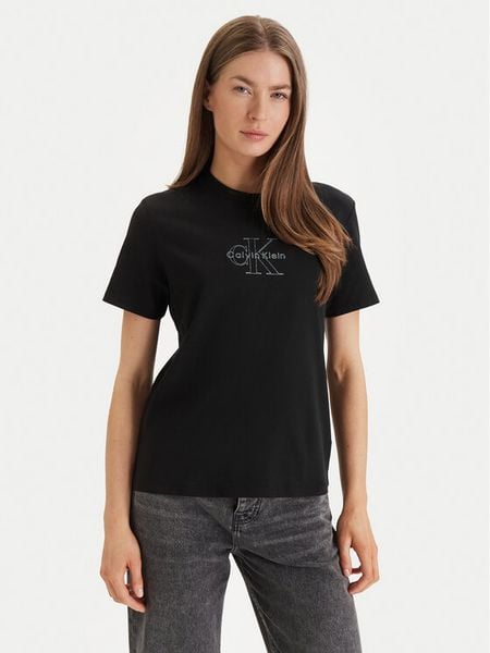 Calvin Klein Jeans T-Shirt LV047F831G Czarny Regular Fit. Czarne t-shirty Calvin Klein Jeans, xl, bez wzorów, z bawełny, bez kołnierzyka, bez ramiączek. Za 129,99 zł.