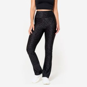 Legginsy fitness damskie Domyos. Szare legginsy DOMYOS, bez wzorów, z elastanu, z podwyższonym stanem. Za 59,99 zł.