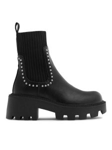 DeeZee Botki INGE H67091-5 Czarny. Czarne botki DeeZee, bez wzorów, z materiału, bez obcasa, na słupku, bez zapięcia. Za 89,99 zł.