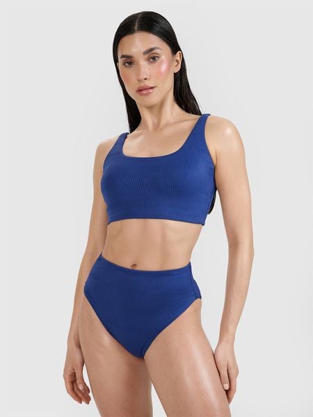 4F Góra od bikini damska - granatowa XS. Niebieskie bikini 4f, bez wzorów, z elastanu. W wyprzedaży za 49,99 zł.