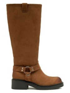 C'M Kozaki w kolorze jasnobrązowym rozmiar: 39. Brązowe kozaki C'M, na zimę, bez wzorów, bez obcasa, bez zapięcia. Za 173,99 zł.