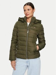 Tommy Jeans Kurtka zimowa Basic DW0DW18311 Zielony Slim Fit. Zielone kurtki Tommy Jeans, na zimę, xxs, bez wzorów, z jeansu, bez kaptura. Za 589,99 zł.