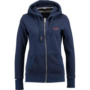 Superdry LABEL SPARKLE ZIP HOOD Bluza rozpinana navy/copper. Niebieskie bluzy marki Superdry, xxs, z bawełny. W wyprzedaży za 305,10 zł.