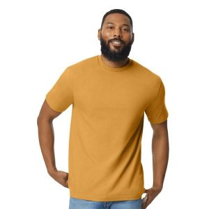 Koszulka Unisex Dla Dorosłych Softstyle Midweight. Żółte bluzki GILDAN, xl, bez wzorów, sportowe, bez kołnierzyka, bez ramiączek. Za 33,99 zł.