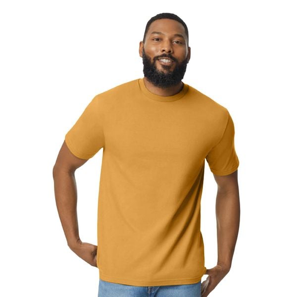 Koszulka Unisex Dla Dorosłych Softstyle Midweight. Żółte bluzki GILDAN, xl, bez wzorów, sportowe, bez kołnierzyka, bez ramiączek. Za 46,99 zł.