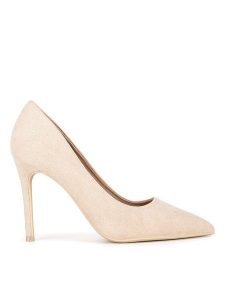 DeeZee Szpilki DBC-37237-1 Beżowy. Brązowe szpilki DeeZee, bez wzorów, z materiału, bez obcasa. Za 129,99 zł.