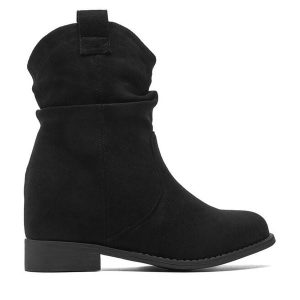 Kowbojki Jenny Fairy. Czarne botki Jenny Fairy, bez wzorów, bez obcasa, na płaskiej podeszwie, bez zapięcia. Za 149,99 zł.