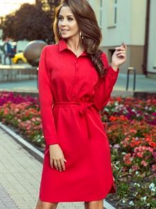 Sukienka Model Camille 284-1 Red - Numoco. Czerwone sukienki NUMOCO, na co dzień, l, bez wzorów, z elastanu, bez kołnierzyka, plus size, bez ramiączek, koszulowe. Za 254,00 zł.