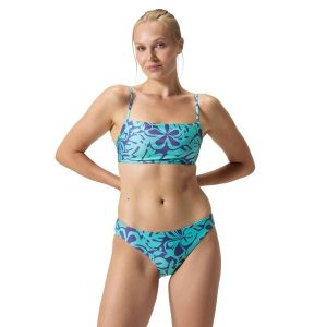 Strój pływacki dwuczęściowy damski Speedo Printed Adjustable Thinstrap. Niebieskie bikini Speedo, bez wzorów. Za 336,91 zł.