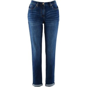 Dżinsy ze stretchem Boyfriend, Mid Waist. Niebieskie jeansy bonprix, bez wzorów, z jeansu. Za 122,99 zł.