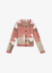 Wzorzysty kardigan zapinany na guziki. Czerwone kardigany bonprix. Za 124,99 zł.