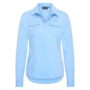 Koszula jeździecka techniczna damska HV Polo Joline. Niebieskie koszule HV POLO, l, bez wzorów, z materiału, bez kołnierzyka, bez ramiączek. Za 256,50 zł.