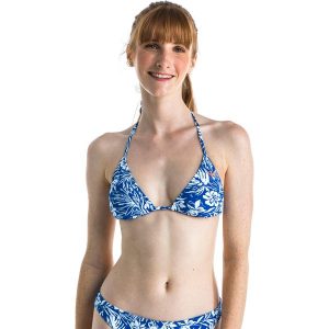 Góra kostiumu kąpielowego surfingowego damska Roxy. Białe bikini Roxy, bez wzorów, z elastanu. W wyprzedaży za 64,99 zł.