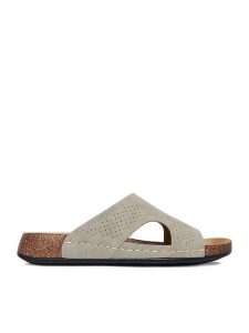 Go Soft Klapki CEO-W25701 Szary. Szare klapki Go Soft, bez wzorów, ze skóry, bez obcasa. Za 89,99 zł.