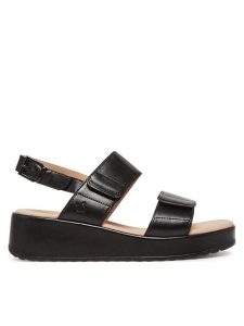 Caprice Sandały 9-28307-44 Czarny. Czarne sandały Caprice, bez wzorów, ze skóry, bez obcasa, na koturnie, bez zapięcia. Za 223,99 zł.