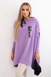 Bluza oversize z asymetrycznymi bokami fioletowa. Fioletowe bluzy KESI, l, bez wzorów, z bawełny, bez kaptura. Za 209,11 zł.