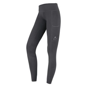 Damskie legginsy jeździeckie z pełną przyczepnością ELT Ella. Szare legginsy ELT, bez wzorów, z elastanu, z podwyższonym stanem, długie. Za 306,50 zł.