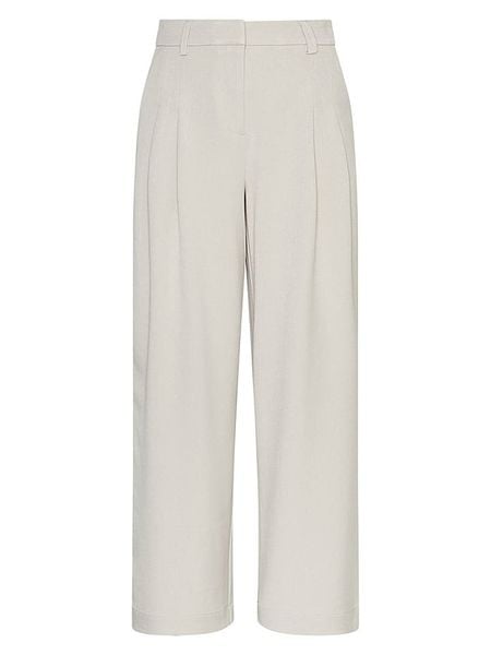 MOSS COPENHAGEN Spodnie "Henrika" w kolorze kremowym rozmiar: XL. Brązowe spodnie z wysokim stanem Moss Copenhagen, bez wzorów, z materiału, z podwyższonym stanem. Za 146,63 zł.