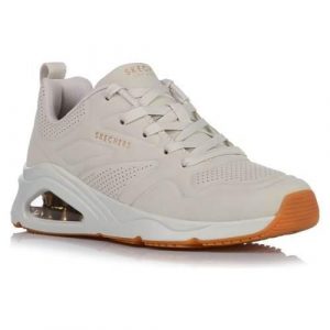Buty do chodzenia damskie Skechers Tres-air Uno. Brązowe buty sportowe Skechers, bez wzorów, z materiału, bez zapięcia, trekkingowe. Za 397,00 zł.
