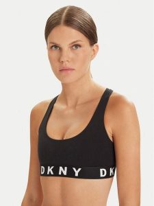 DKNY Biustonosz top DK4519 Czarny. Czarne topy DKNY, s, bez wzorów, z bawełny, bez kołnierzyka, bez ramiączek. Za 89,99 zł.