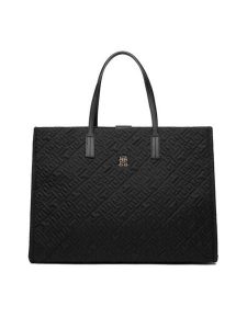 Tommy Hilfiger Torebka Th City Tote Mono Nylon AW0AW18163 Czarny. Czarne torebki klasyczne TOMMY HILFIGER, bez wzorów, z nylonu, bez dodatków. Za 649,99 zł.